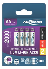 AA 2000 Lithium-ion Rechargeable Battery with USB C Charging Cable