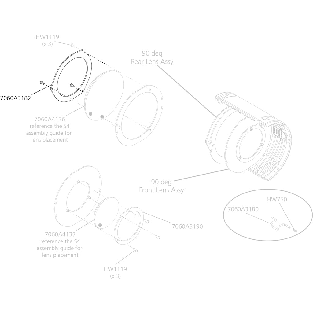 Retaining Ring, 90°, Rear Lens