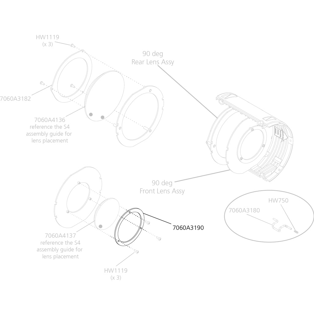Retaining Ring, 90°, Front Lens