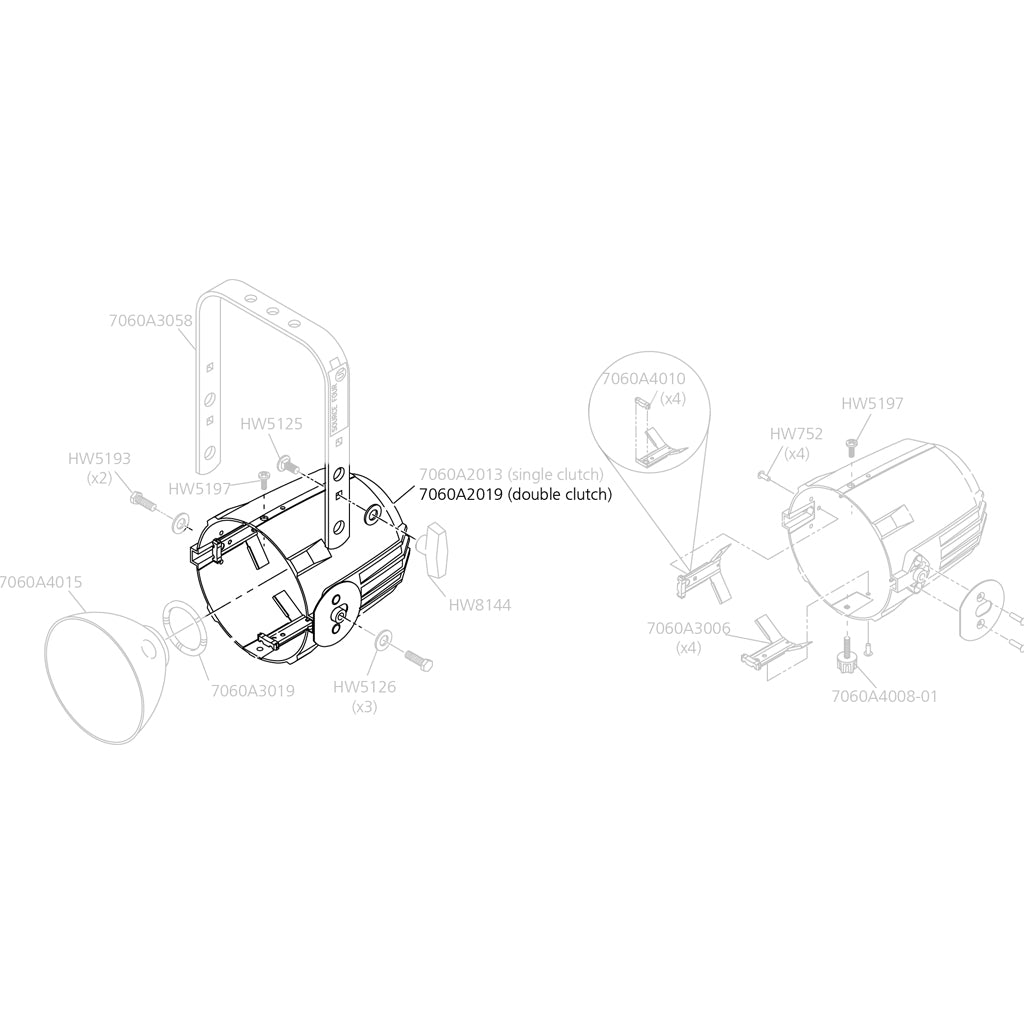 Reflector Housing Rivet Assembly, Double Clutch