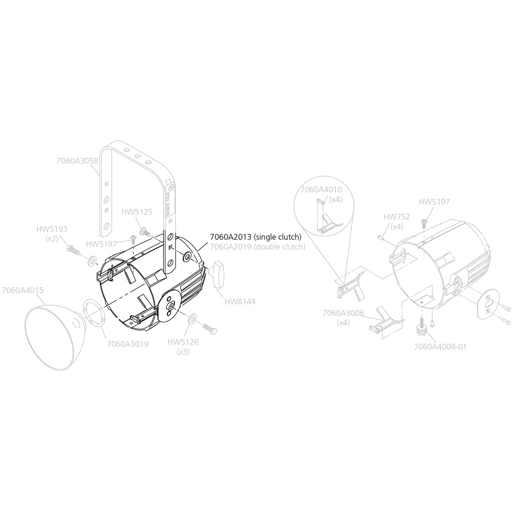Reflector Housing Rivet Assembly, Single Clutch